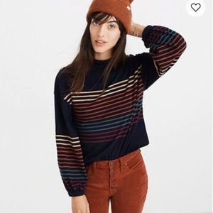 Madewell Bubble-Sleeve Mockneck Top/Kinzie Stripe